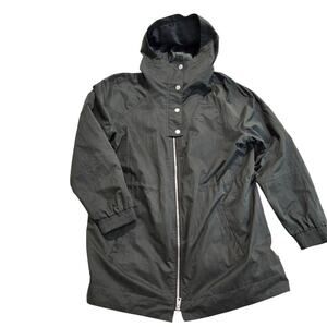 Levi Strauss Green Hooded Jacket Windbreaker Women's Full-zip Cinch Waist Sz XL